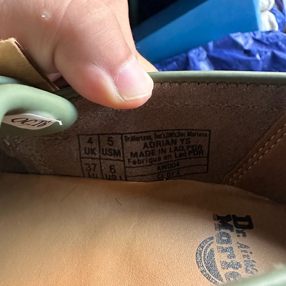 Dr Martens Docs Adrian Yellow Stitch Leather Tassel Loafers Khaki Green - Picture 6 of 6